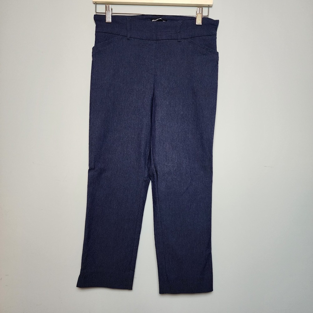 Hilary Radley Pull On Stretch Straight Leg Dress Pants Indigo Blue Size 8
